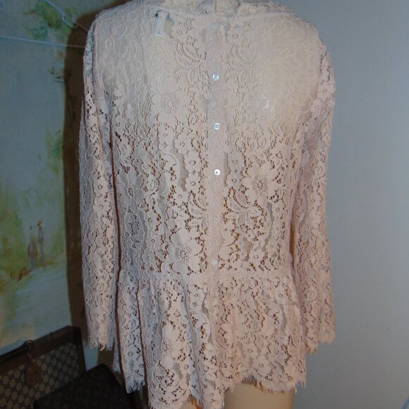 Joie Floral Lace Blouse Top Womens Small Boho Textured Back Button Long Sleeve - Picture 6 of 13